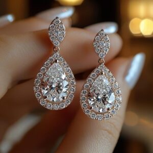 luxury diamond teardrop earrings rose gold