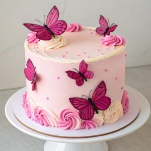 pink blossom birthday cake